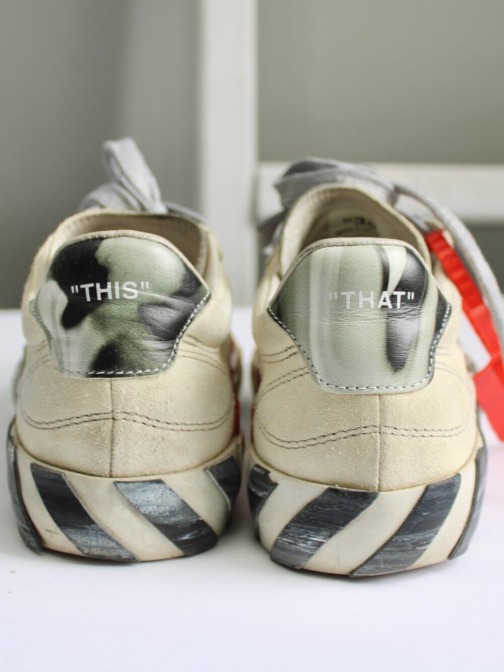 Off-White 'White Black' Striped Vulcanized Sneakers 2013 Size 38 / 7.5 US - Picture 4 of 12